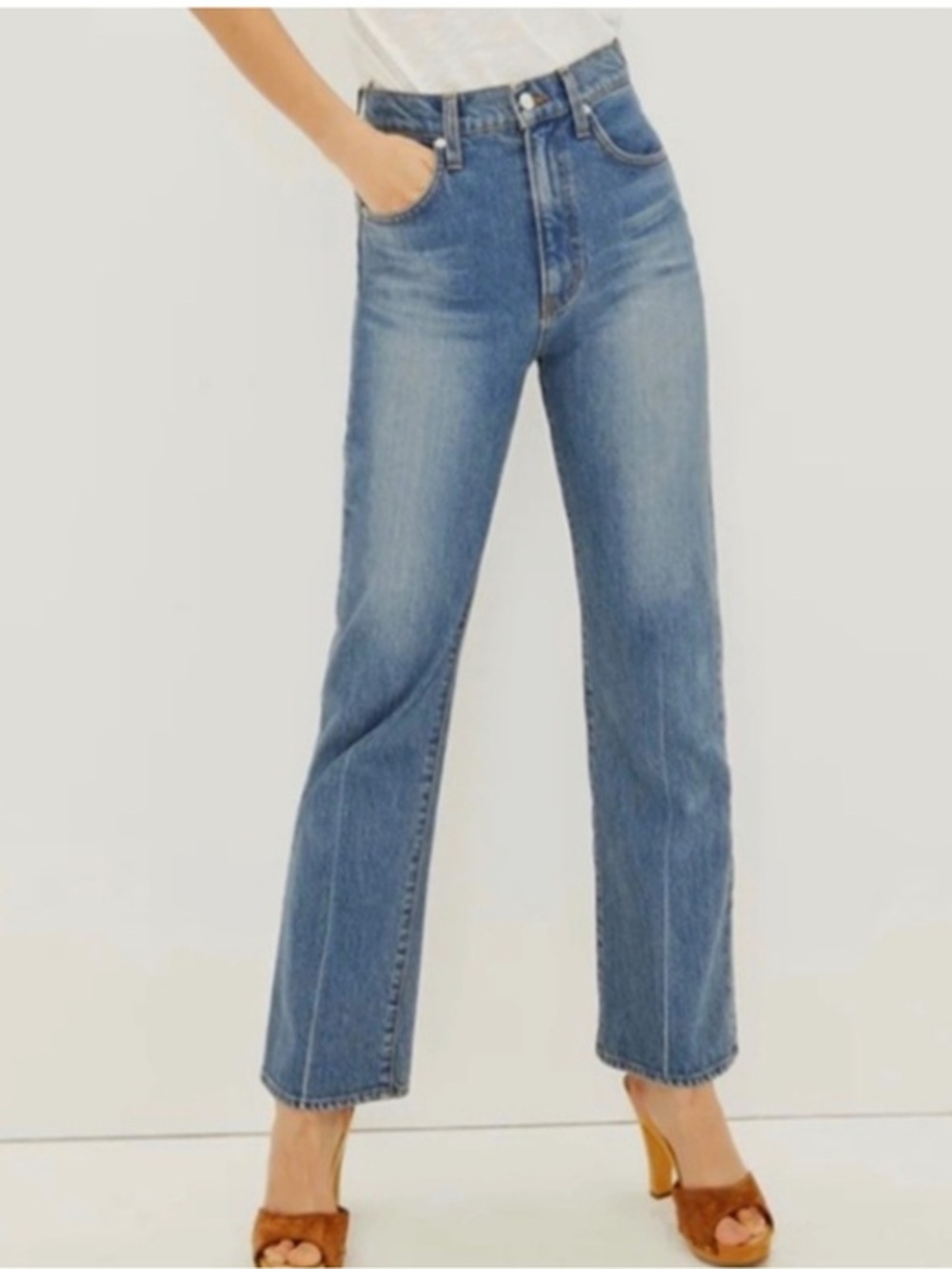 NWT Veronica Beard Jeans Joey straight leg high rise Cowboy crease Beacon 23